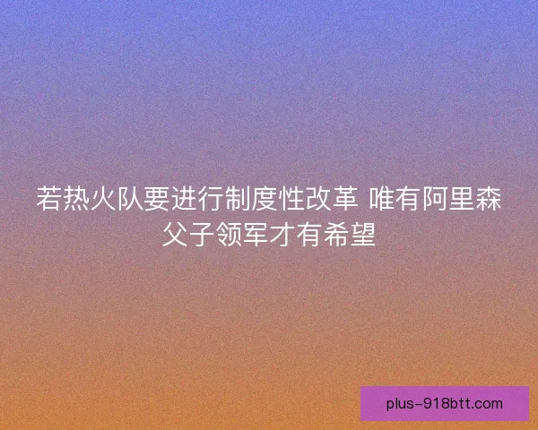 若热火队要进行制度性改革 唯有阿里森父子领军才有希望